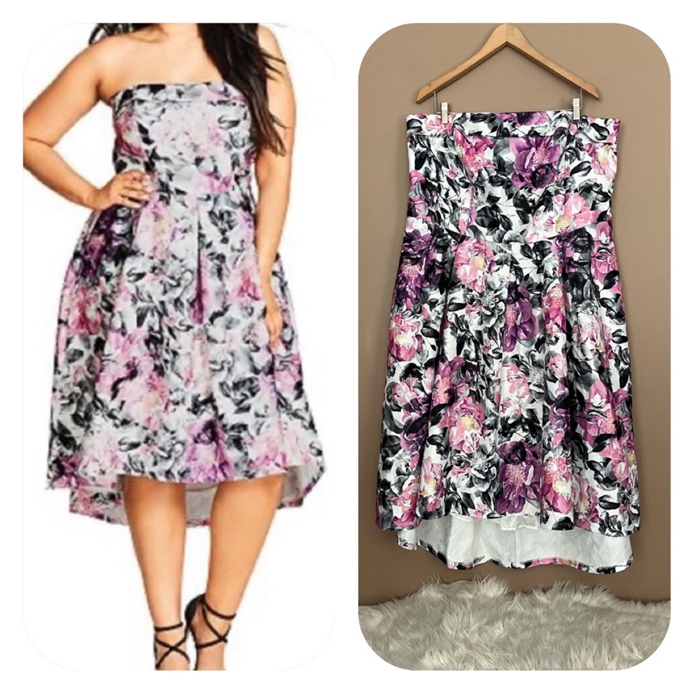 {City Chic} Floral Gracie Hi Lo Hem Dress - Womens 20 - NWT